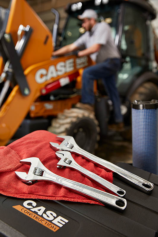 Case Backhoe Service in Shop Case backhoe getting service work done