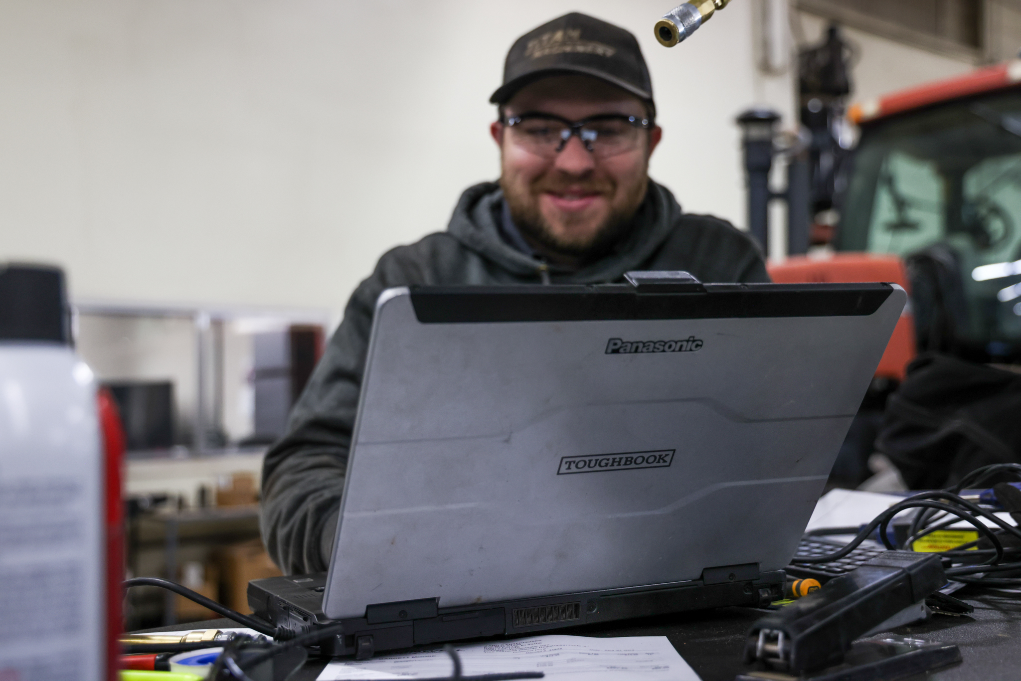 Tech computer smile Tech on computer