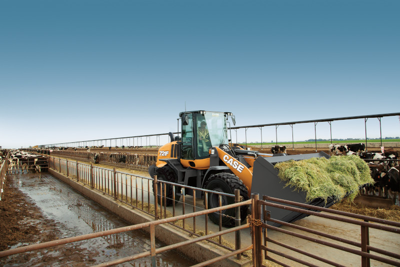 Compact Wheel Loader with animals and forage